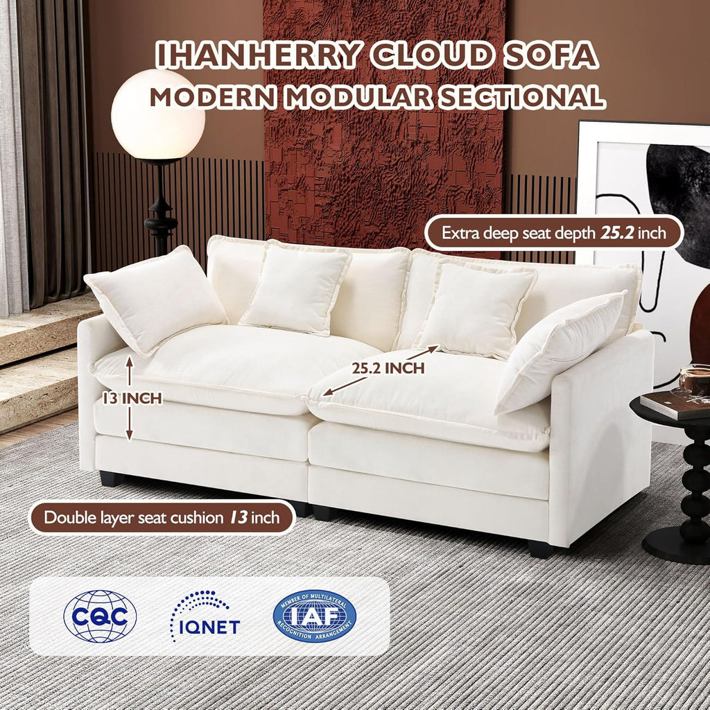 ihanherry 146-inch U-shaped modern sofa modular area cloud sofa wourant