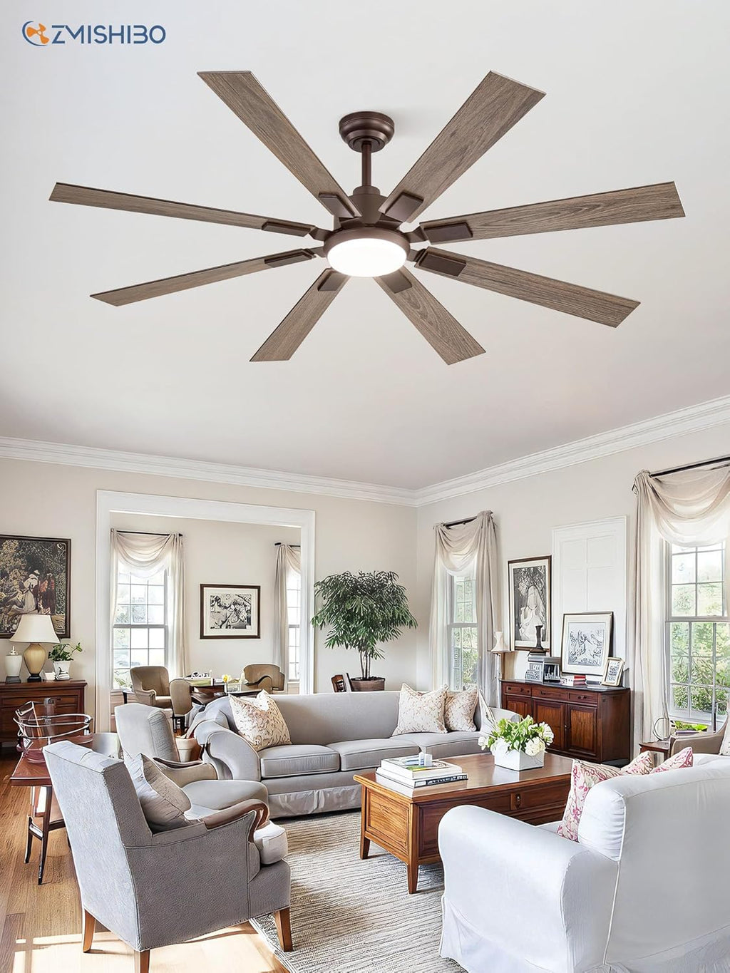 Zmishibo 72-inch large ceiling fan with lighting and remote indoor/outdoor wourant
