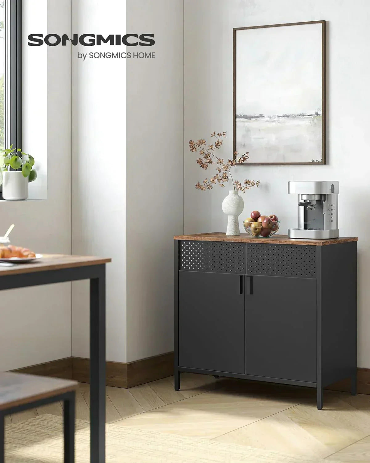 SONGMICS Storage Cabinet Metal Cabinet Sideboard with 2 Doors 15.7 x 31.5 x 29.9 inches wourant