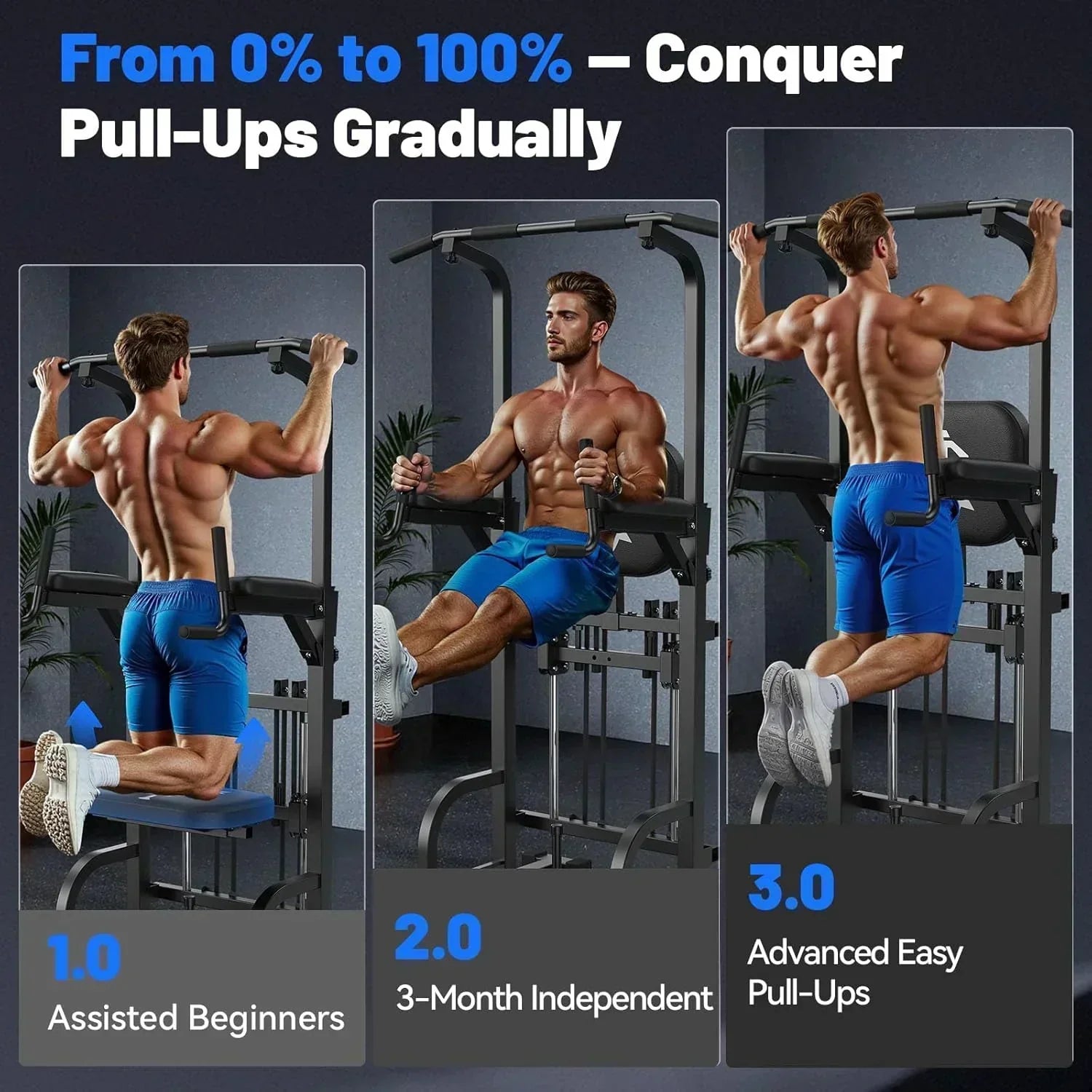 Sportsroyals Power Tower Pull Up Bar Station 450 lbs stable suspended immersion tilt station wourant