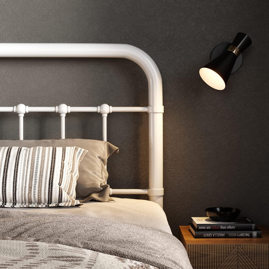 Allewie Queen Size Metal Platform Bed Frame with Victorian Style Wrought Iron-Art Headboard wourant