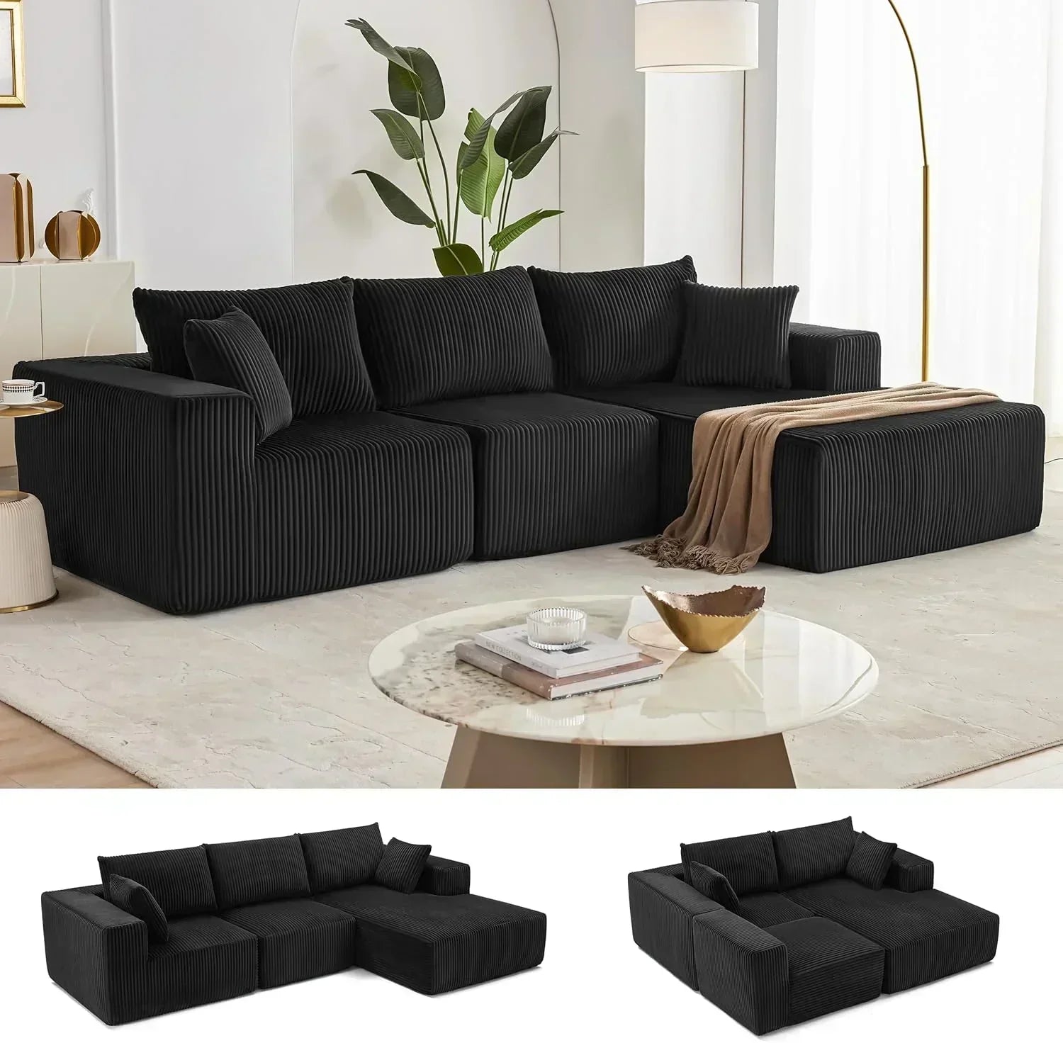 108-inch modular sofa cloud modular sofa with deep seat and reclining chair upholstered sofa wourant