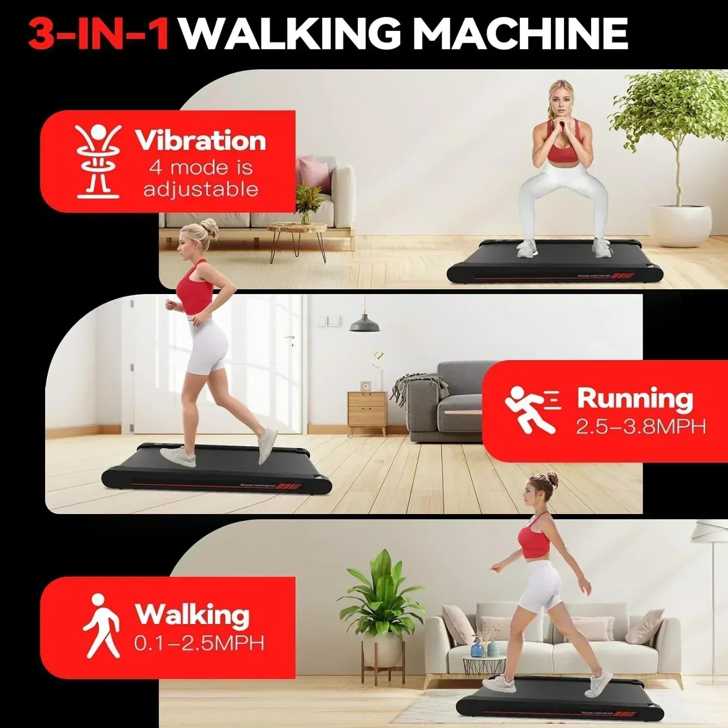 Sperax Walking Vibration Pad with APP 3 in 1 Under Desk Treadmill Walking Treadmill Pad wourant