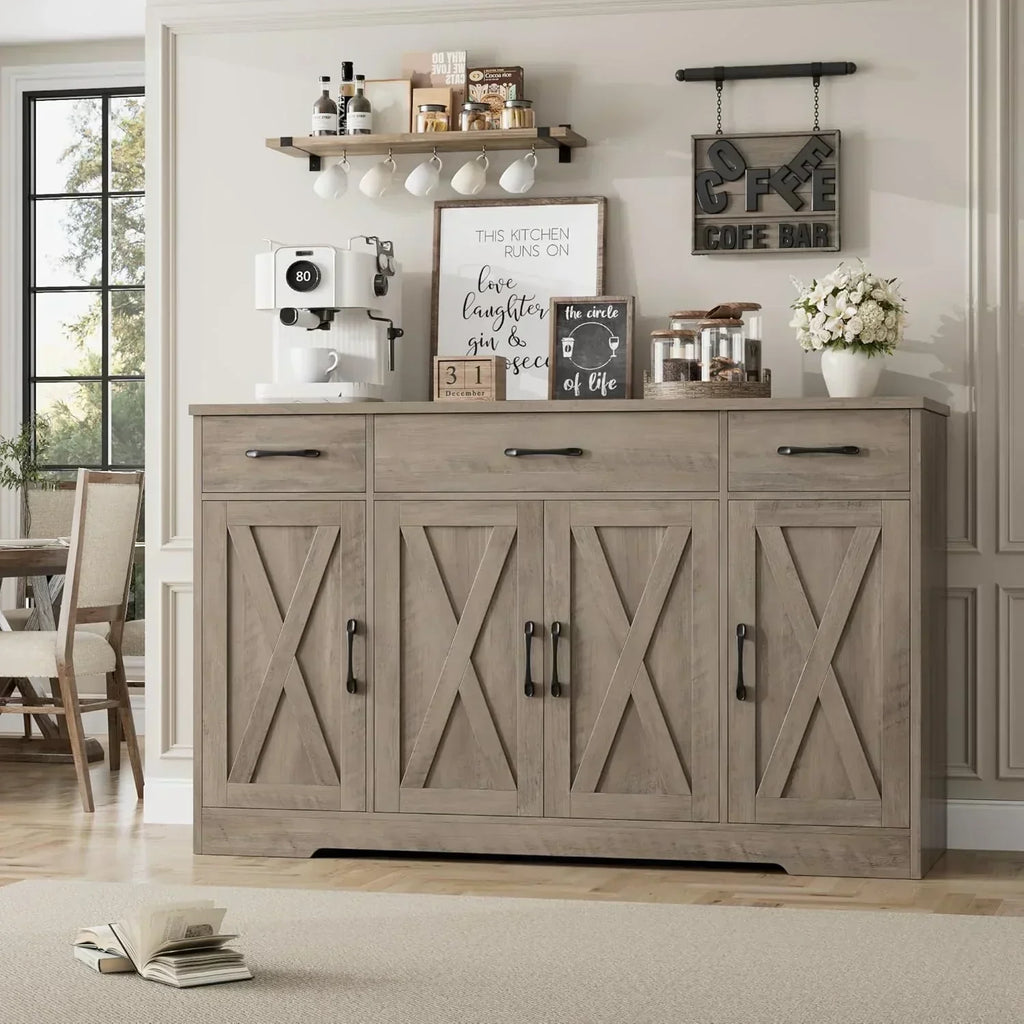 Sideboard with drawers large 55-inch sideboard modern farmhouse wood kitchen dining table wourant