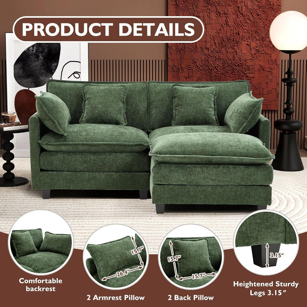 ihanherry 146-inch U-shaped modern sofa modular area cloud sofa wourant