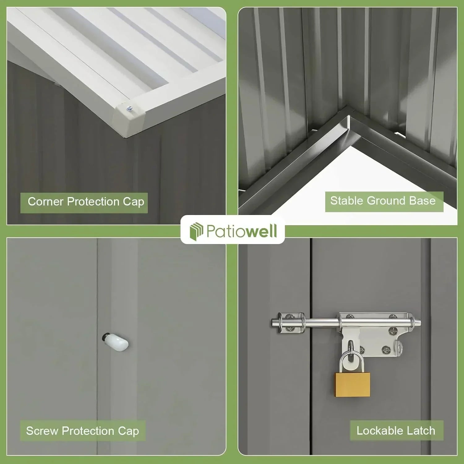 Patiowell 5x3 FT Outdoor Storage Shed Tool Shed with Sloping Roof and Lockable Door Metal Shed wourant