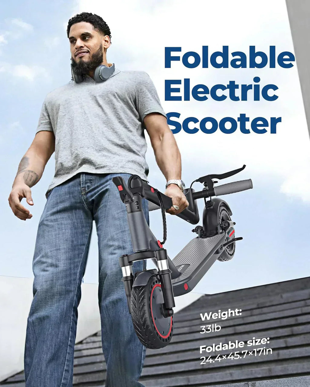 Electric Scooter 350W/500W Powerful Motor 8.5"/10" Solid Tires 19/22Mph 28/21/12 Miles Range wourant