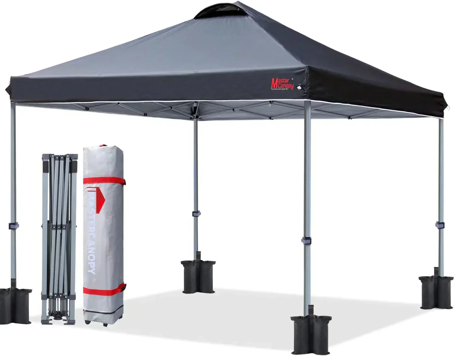 Durable Pop-up Canopy Tent with Roller Bag (10x10 Black) wourant