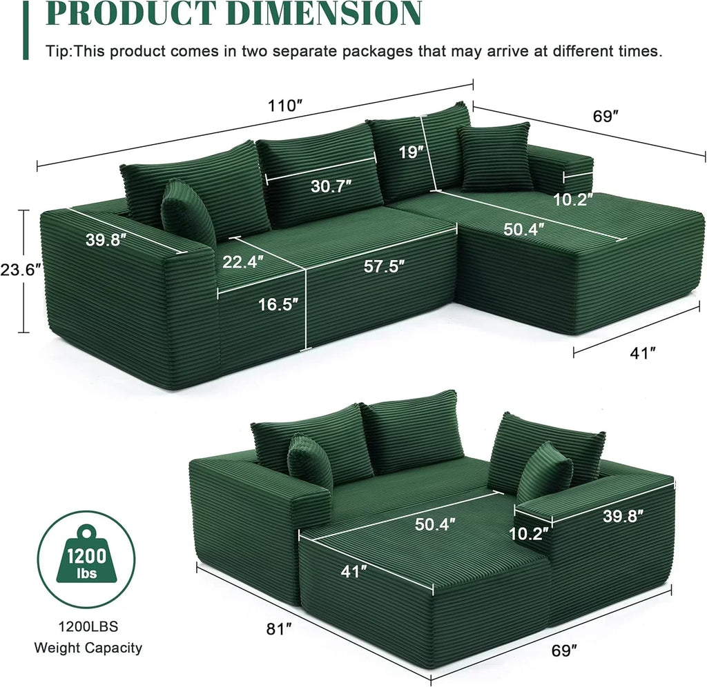 110-inch cloud sofa boneless sofa in the living room modular sofa with deep seats wourant
