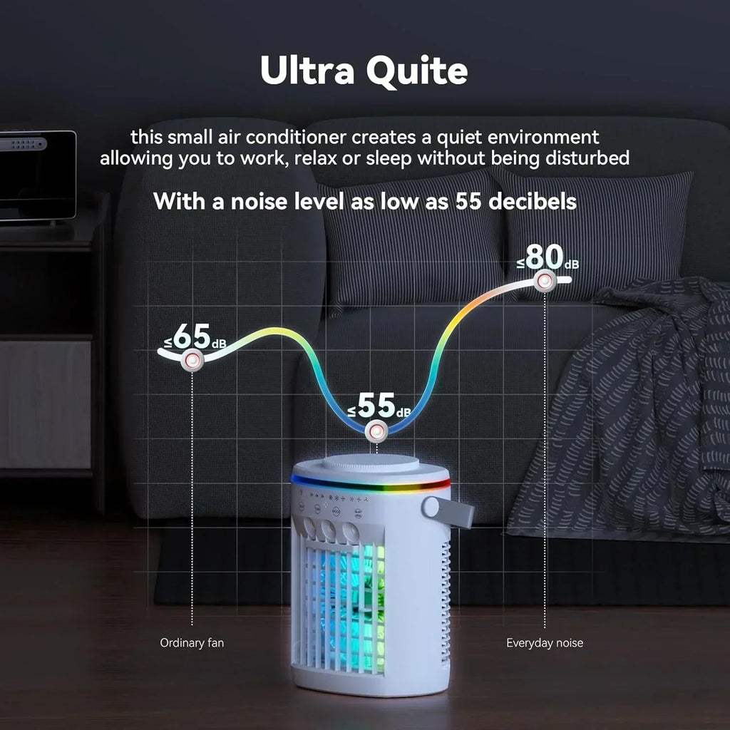 Portable Air Conditioner,Cooling Fan with 3 Speeds 3 Modes 2-8H Timer 1000ml Water Tank wourant