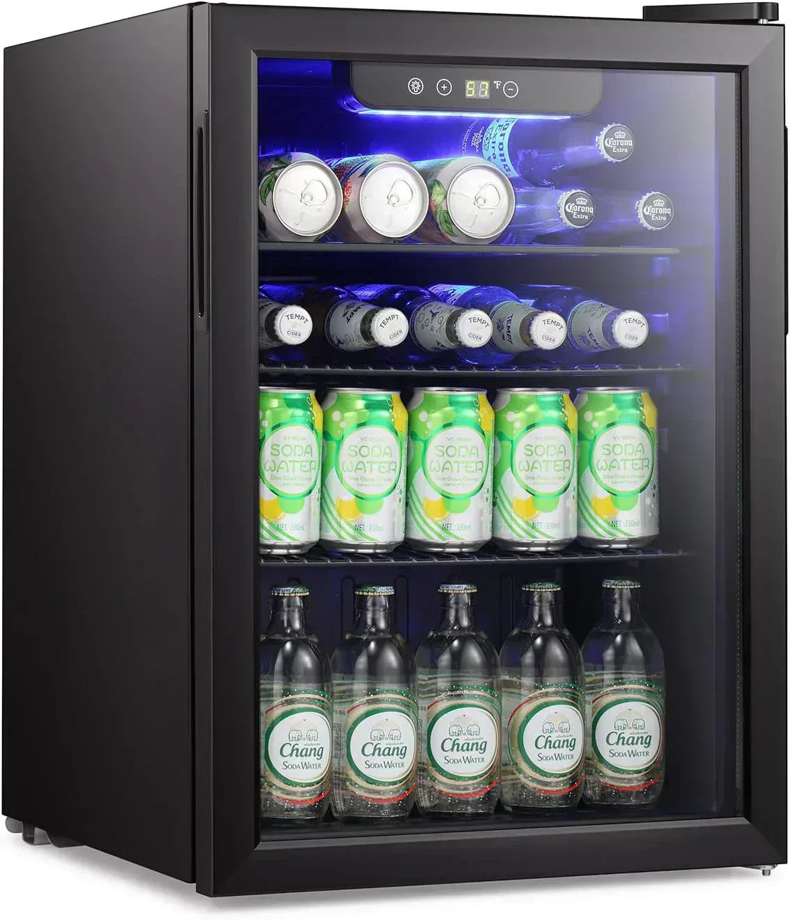 Antarctic Star Beverage Refrigerator Cooler 68 Can Mini Fridge with Glass Door for Beer Drinks Wine wourant