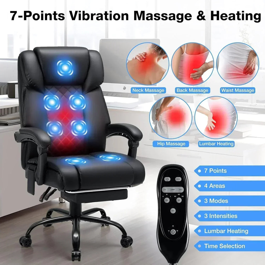 Massage office chair with heating function Reclining high back home office desk chair wourant