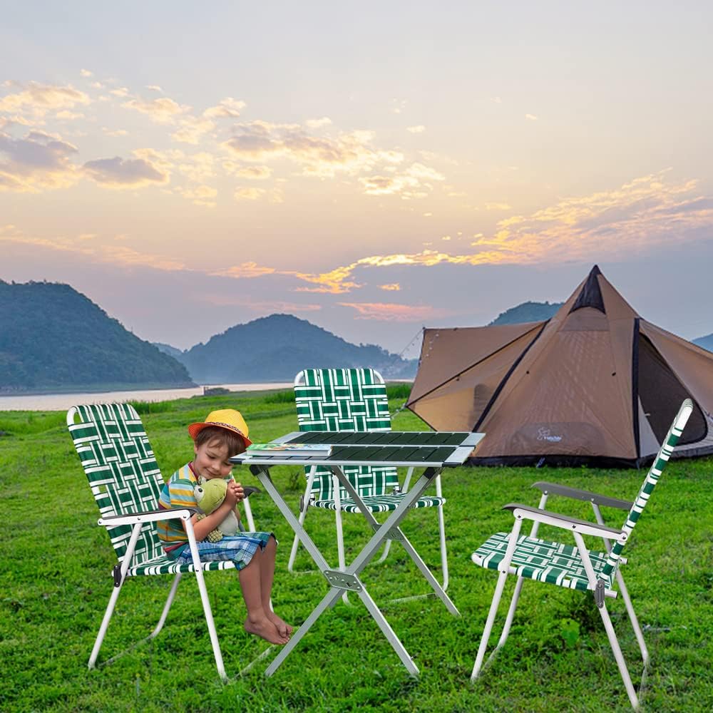 VINGLI Patio Lawn Webbed Folding Chairs Set of 2 Outdoor Beach Portable Lawn Chair wourant