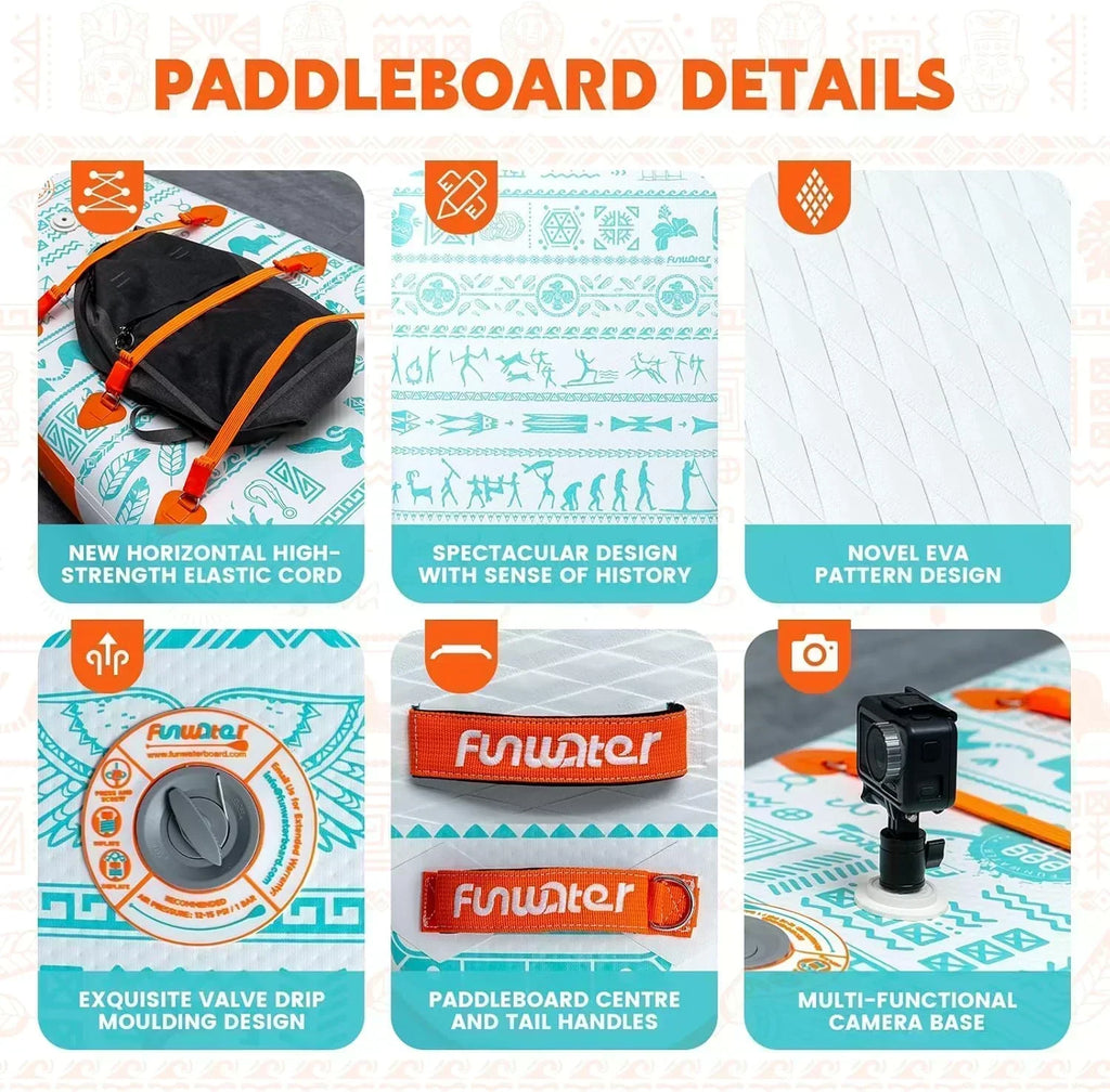 FunWater Inflatable Stand Up Paddle Board Premium SUP Paddle Accessories EVA Deck wourant