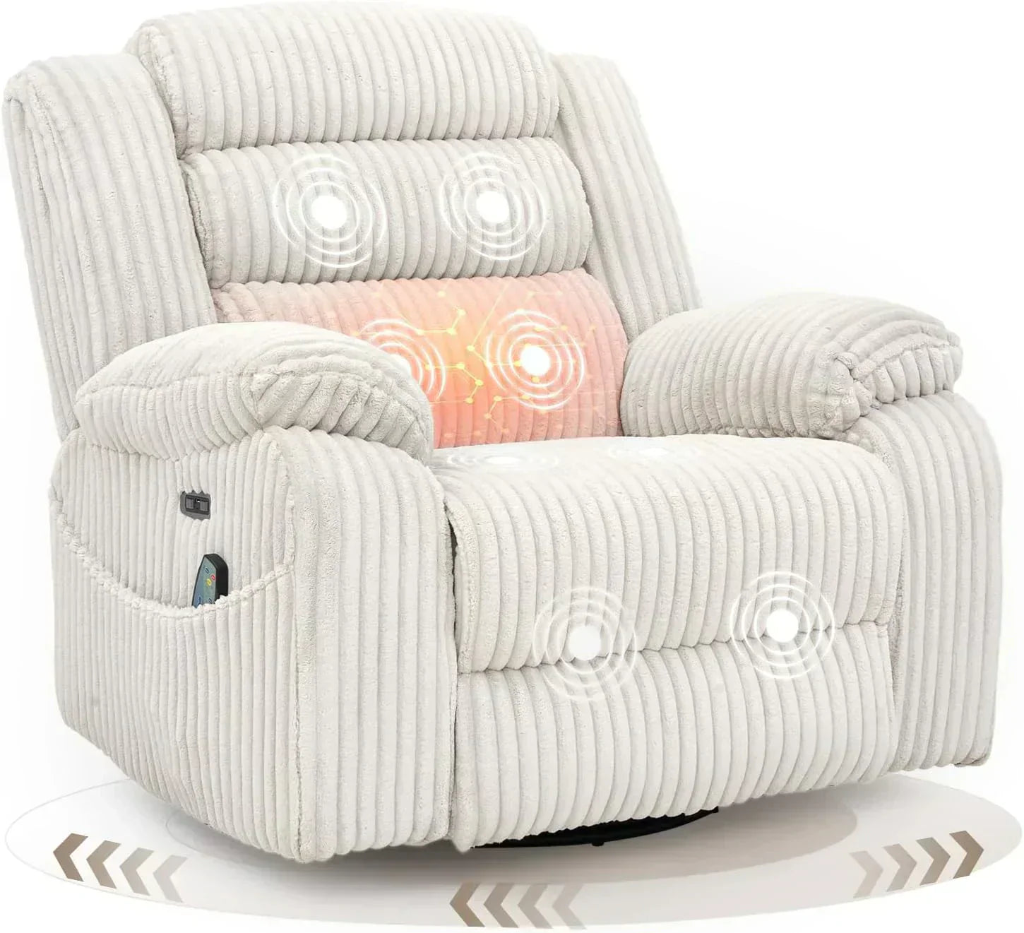 Electric rotary rocker lounge chair for adults with massage and calories USB charging ports wourant