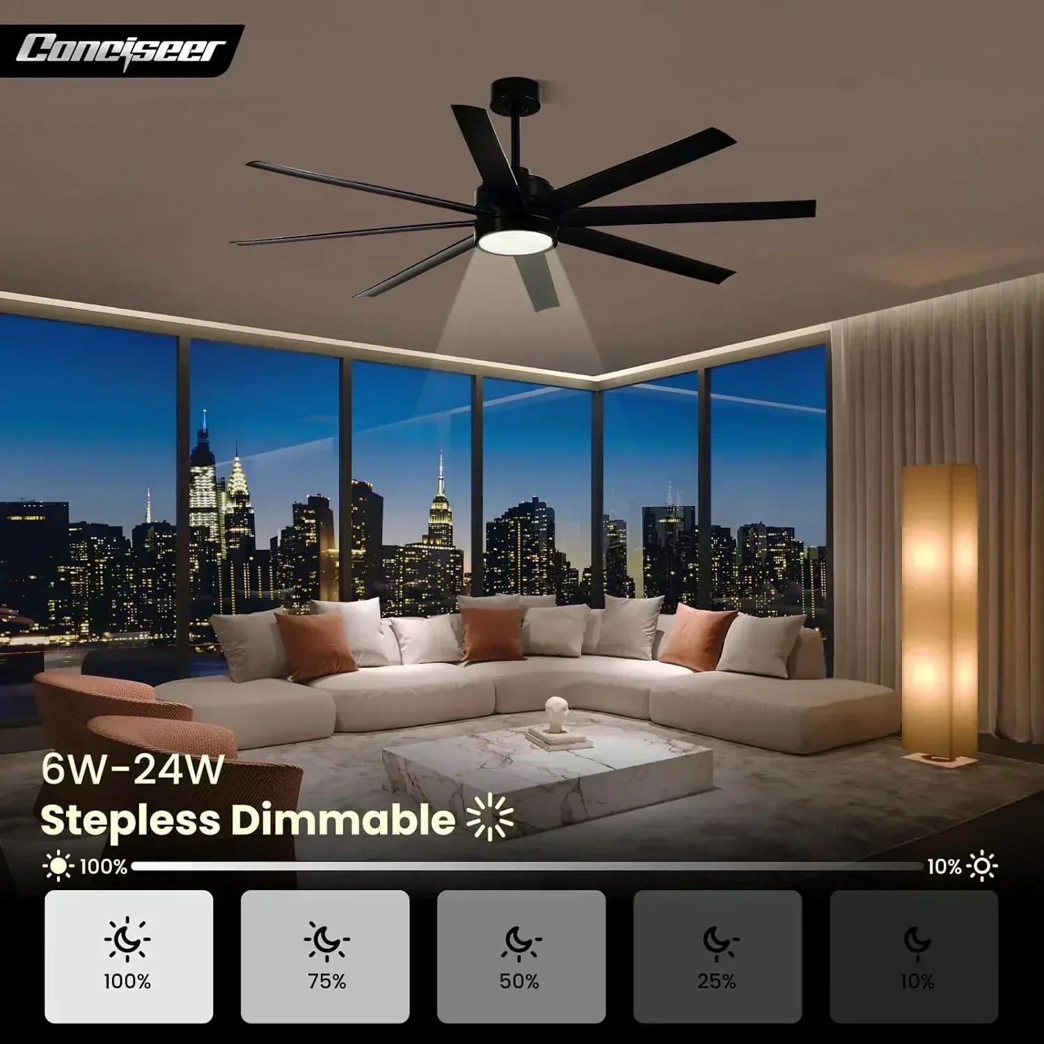 Modern ceiling fan 72 inch bedroom living room library cafe outdoor/industrial wourant