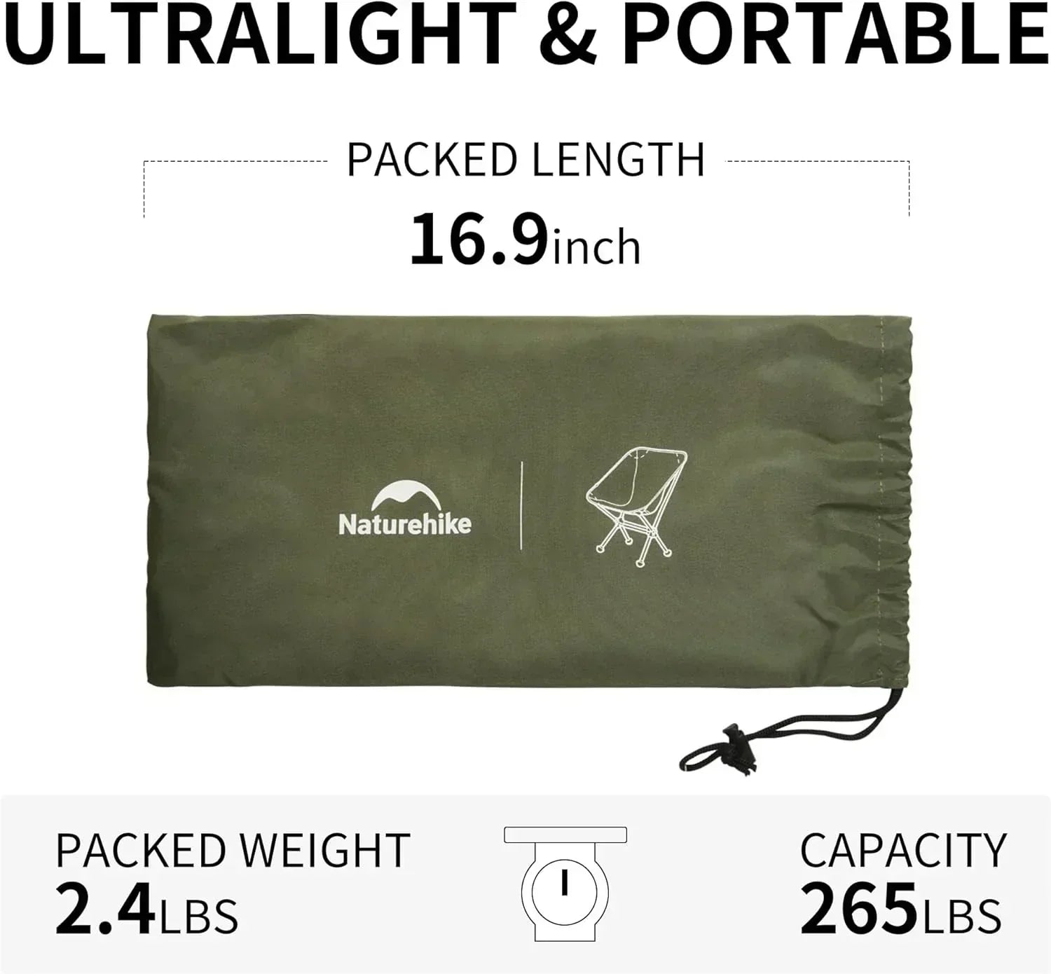 Ultralight Camping Chair 2.12 lbs Portable Backpacking Chair Folding Hiking Chair wourant