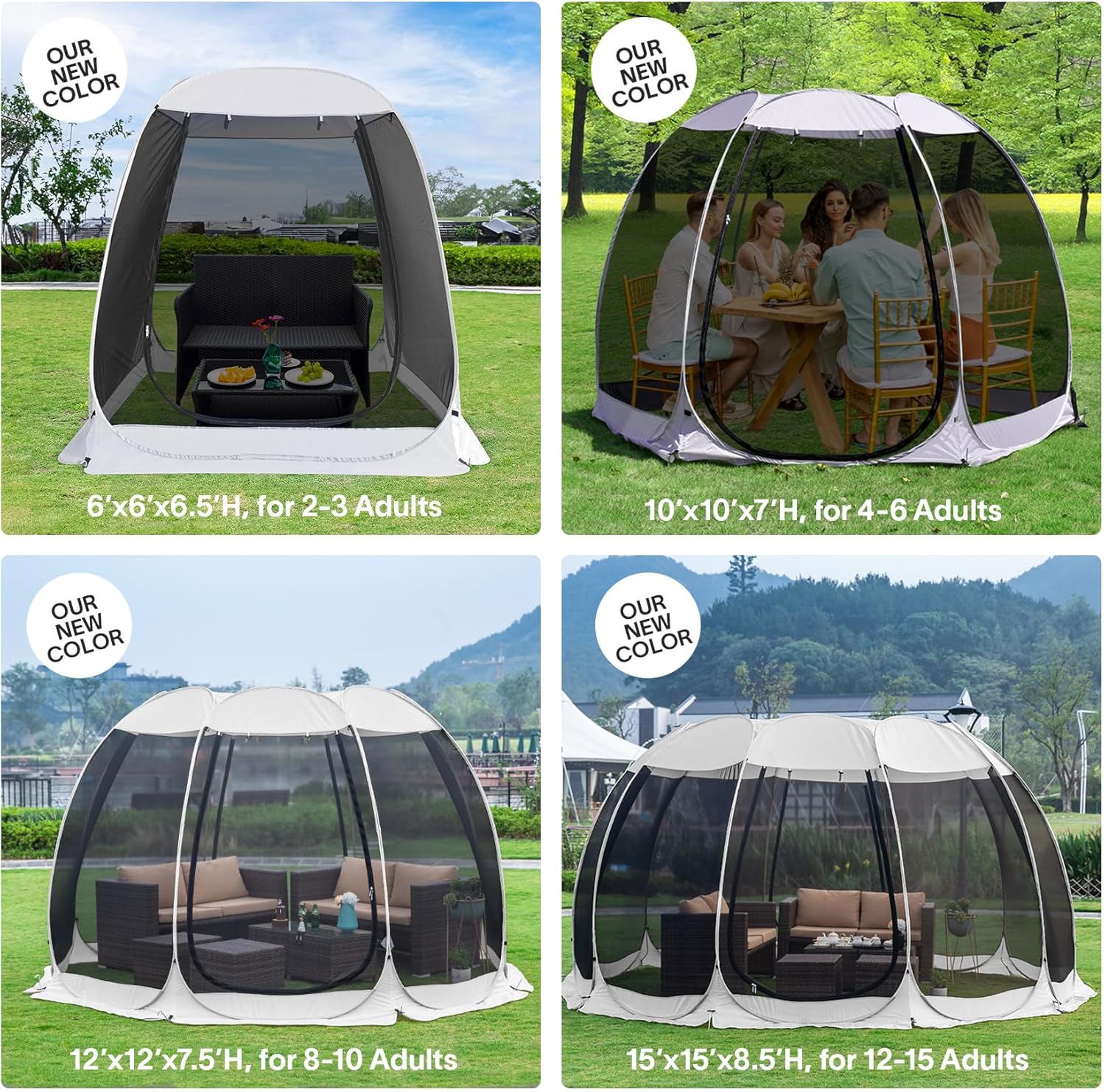 Screen gazebo sleeps 6-10-15 people Igloo-style canopy tent mosquito net on the sides Perfect wourant