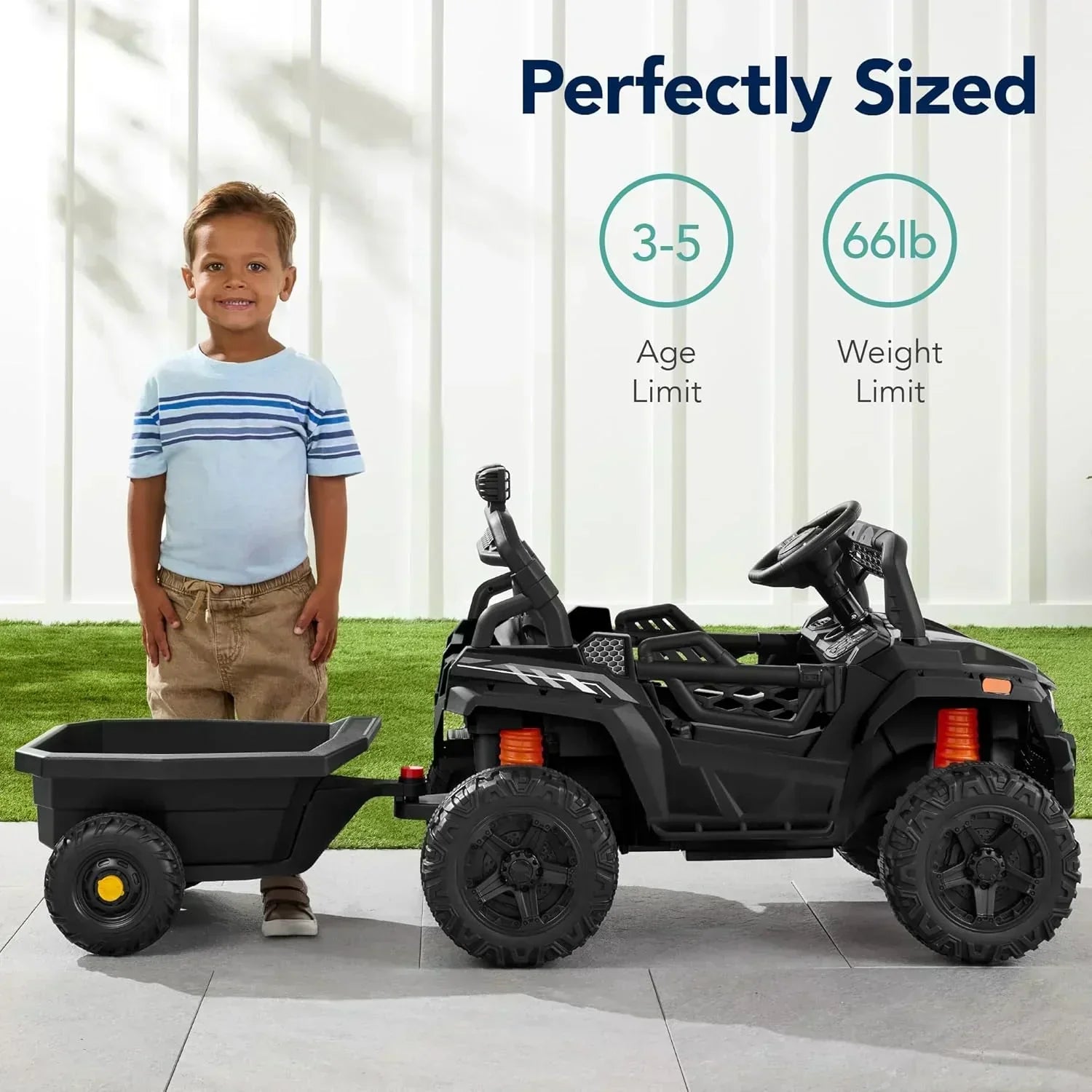 Children's black UTV electric children's car wourant