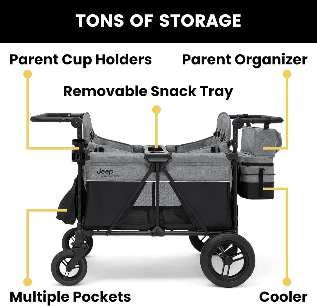 Jeep Wrangler Deluxe 4 Seater Stroller Wagon by Delta Children Premium Quad Stroller Wagon wourant