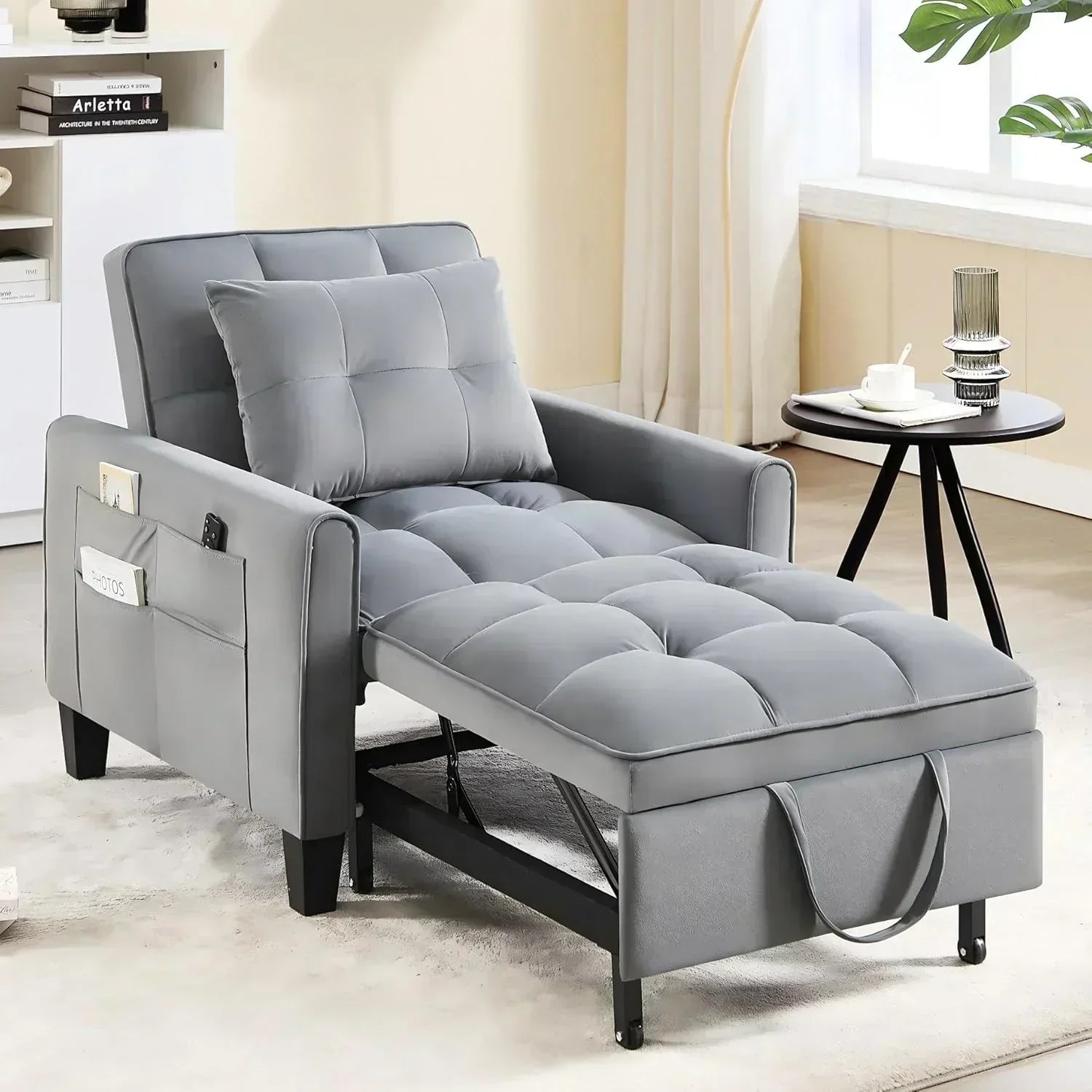 Convertible Sleeper Chair 3 in 1 Sleeper Chair Bed Pull Out Sofa Bed Chairs Velvet Single Sofa wourant