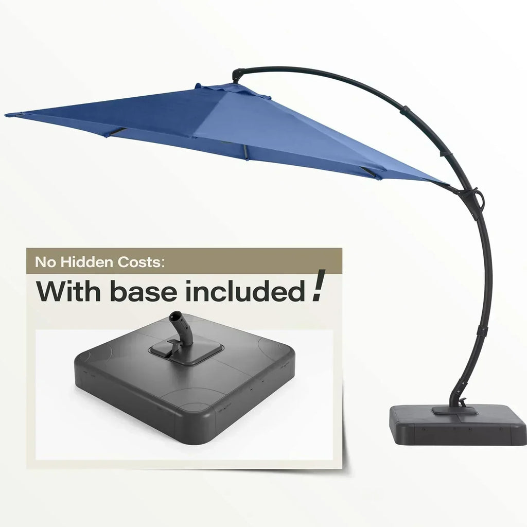 LAUSAINT HOME Outdoor Patio Umbrella with Base included 11 FT Deluxe Curvy Cantilever Umbrella wourant