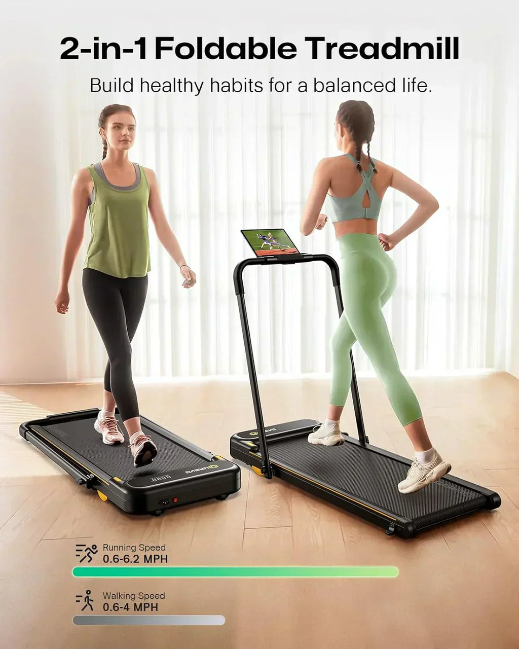 Urevo Strol 2E Smart 2-in-2 Folding Treadmill Dual LED Display wourant