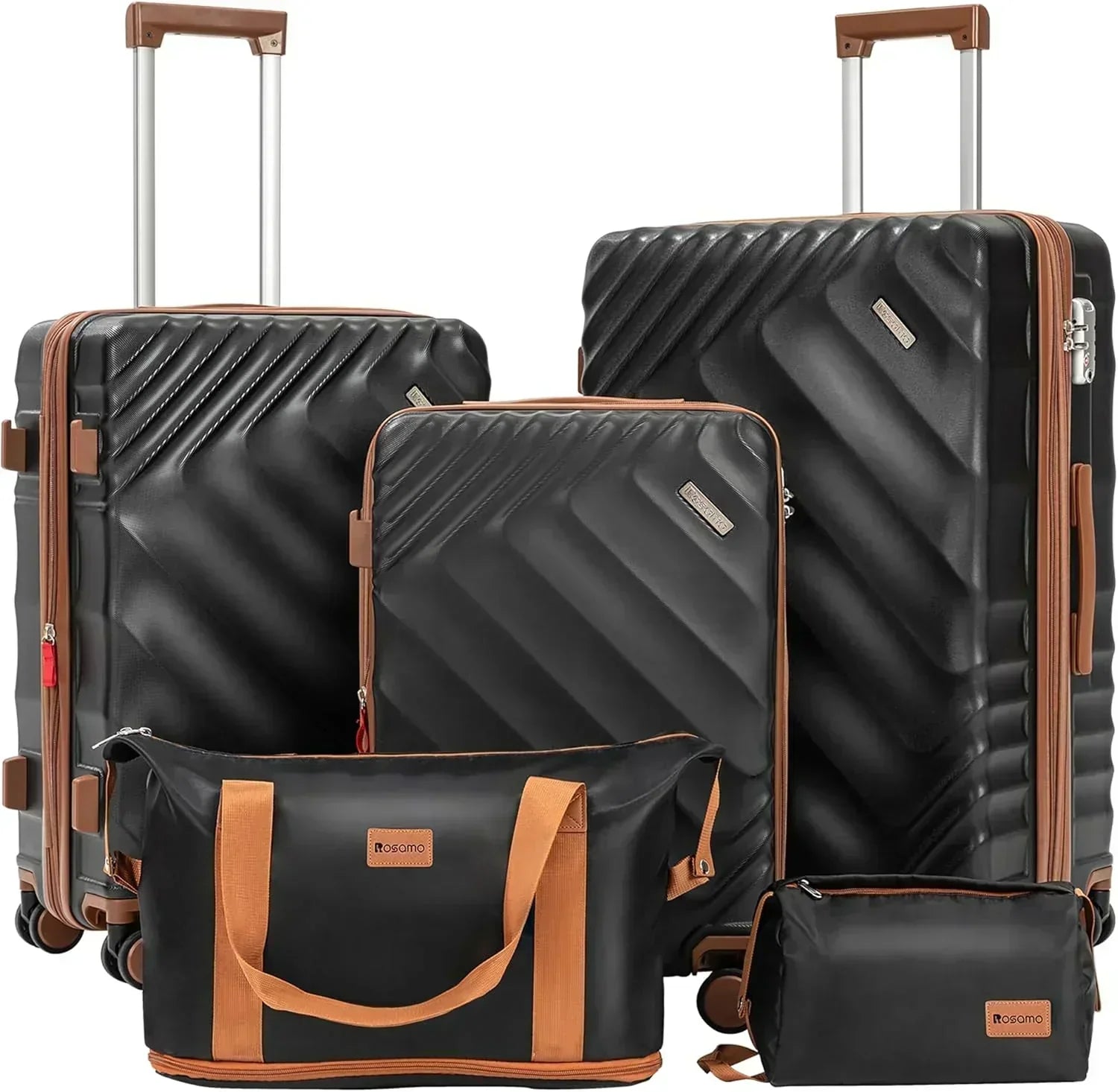 5 piece luggage set expandable suitcase 22x14x9 aviation certified durable waterproof travel set wourant