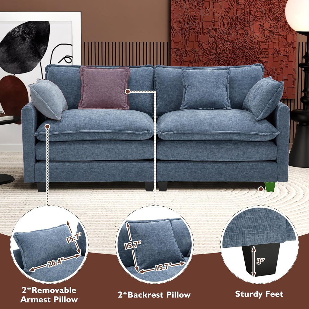 111.4 Inch L Shaped Modern Sofa Modular Cloud Sofa with Ottoman 4 Seater Chenille Deep Seat Sofa wourant