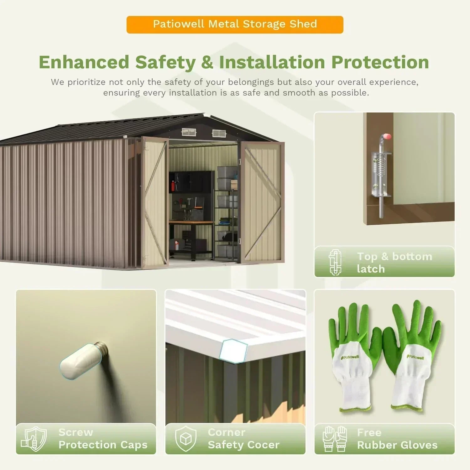 Patiowell 5x3 FT Outdoor Storage Shed Tool Shed with Sloping Roof and Lockable Door Metal Shed wourant