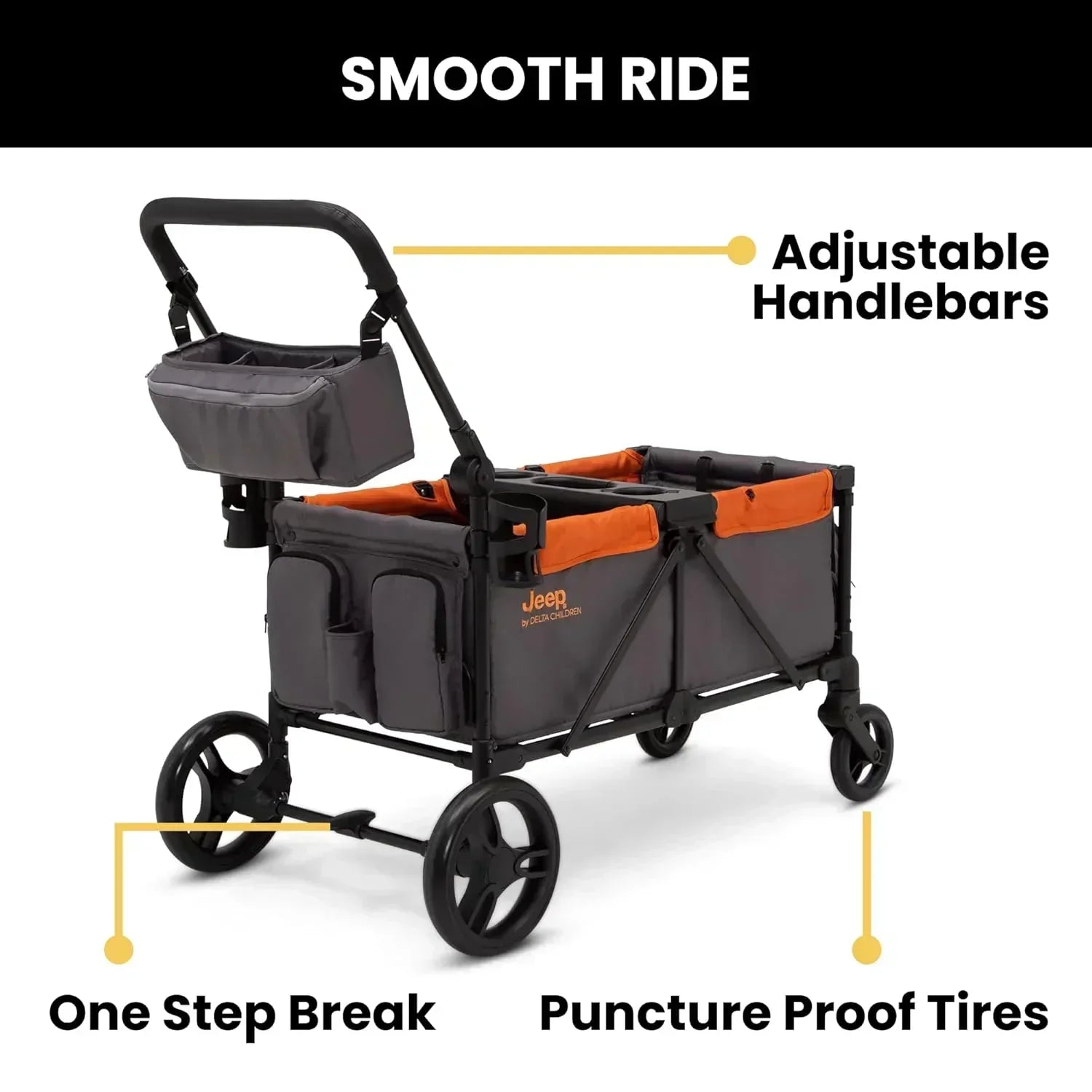 Jeep Sport All-Terrain Stroller Wagon by Delta Children Includes Canopy Parent Organizer wourant