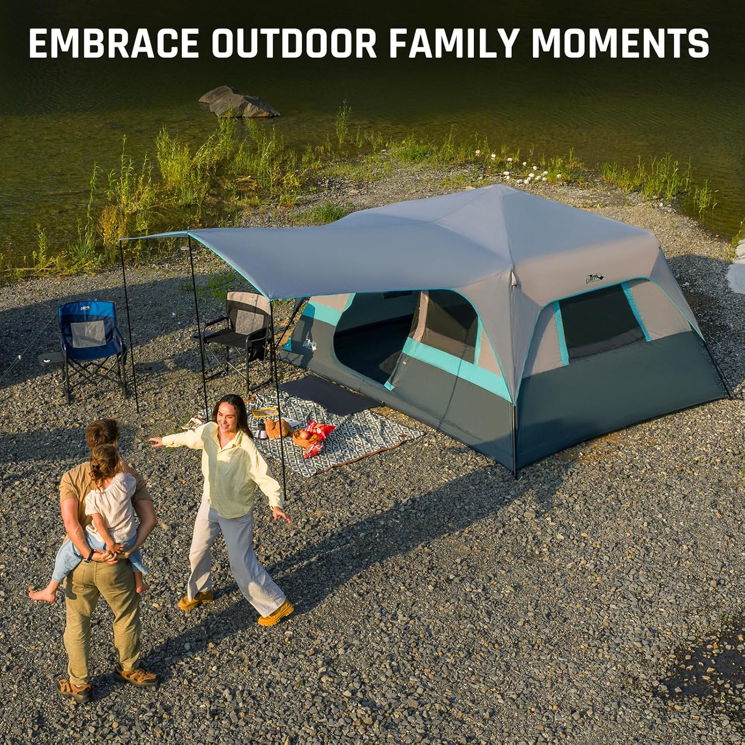 Quick-opening tent family camping tent pop-up camping tent large waterproof tent wourant
