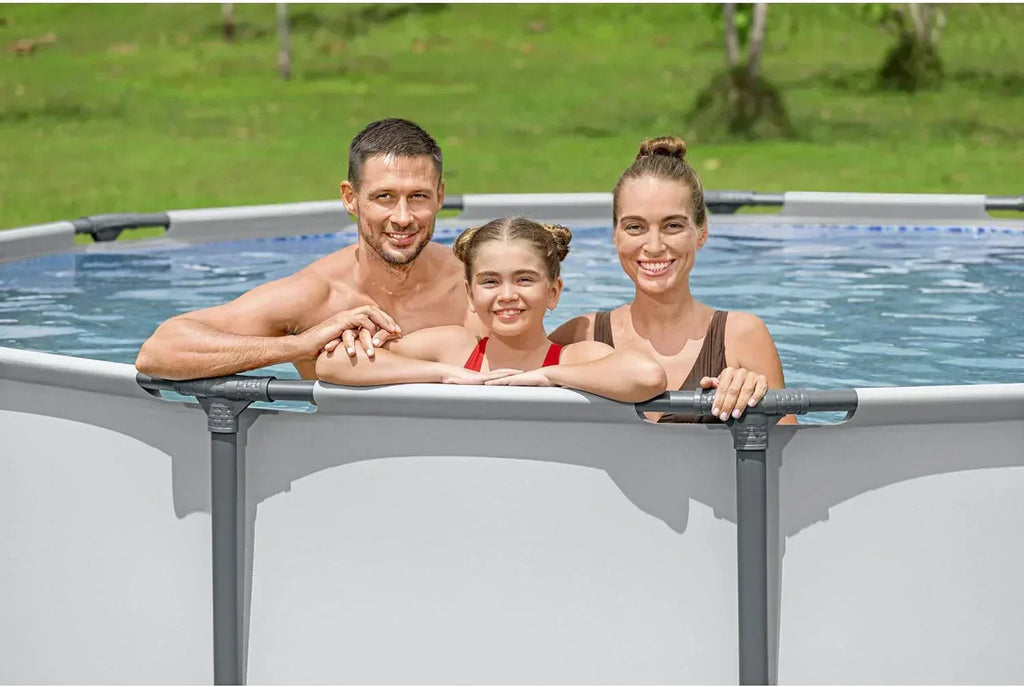 Steel Pro MAX 14 Foot x 48 Inch Round Metal Frame Above Ground Outdoor Swimming Pool Set wourant