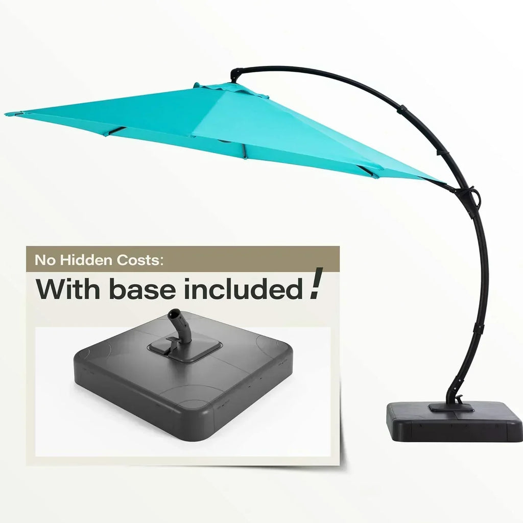 LAUSAINT HOME Outdoor Patio Umbrella with Base included 11 FT Deluxe Curvy Cantilever Umbrella wourant