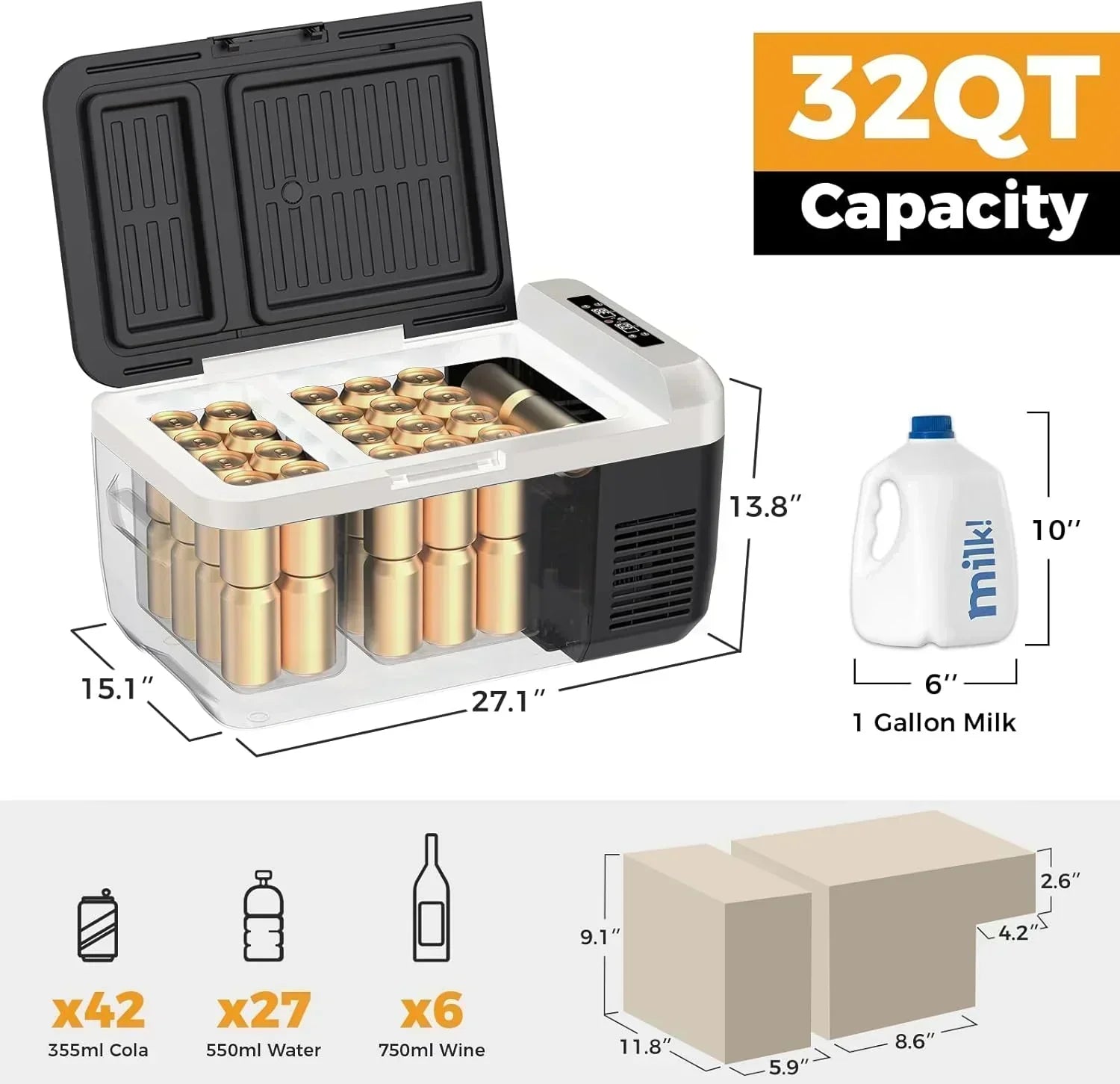 12V Refrigerator 21 Quart Portable Freezer 50 Hours Keep Cool Electric Cooler Car Refrigerator wourant