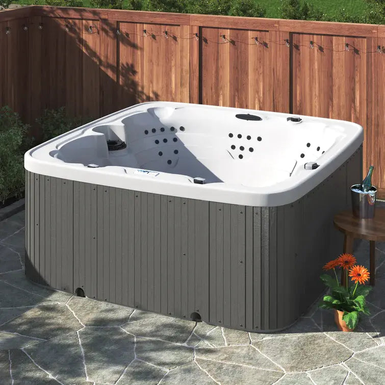 Lifesmart Spas LS700DX 230 Volt 7-Person 90-Jet Square Hot Tub with Ozonato wourant