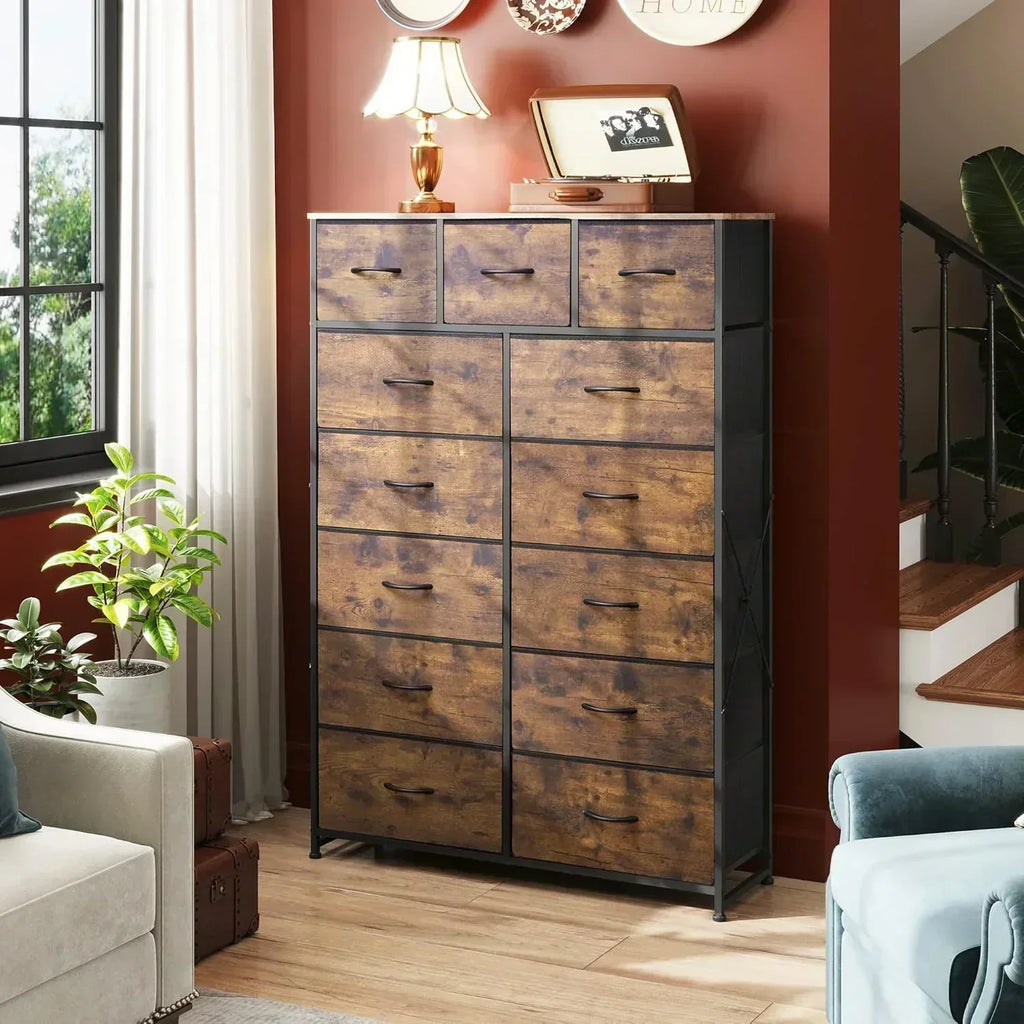 WLIVE Storage Organizer Unit with 13 Fabric Bins Storage Drawers Organizer with Steel Frame wourant