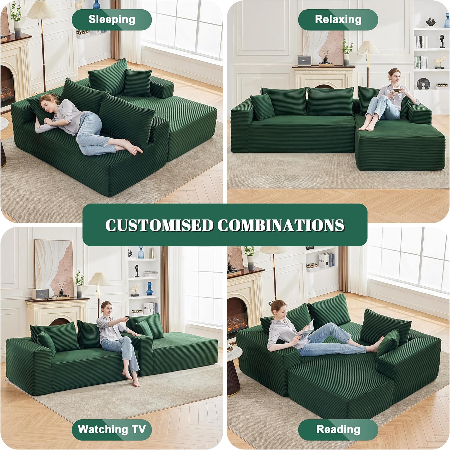 110-inch cloud sofa boneless sofa in the living room modular sofa with deep seats wourant