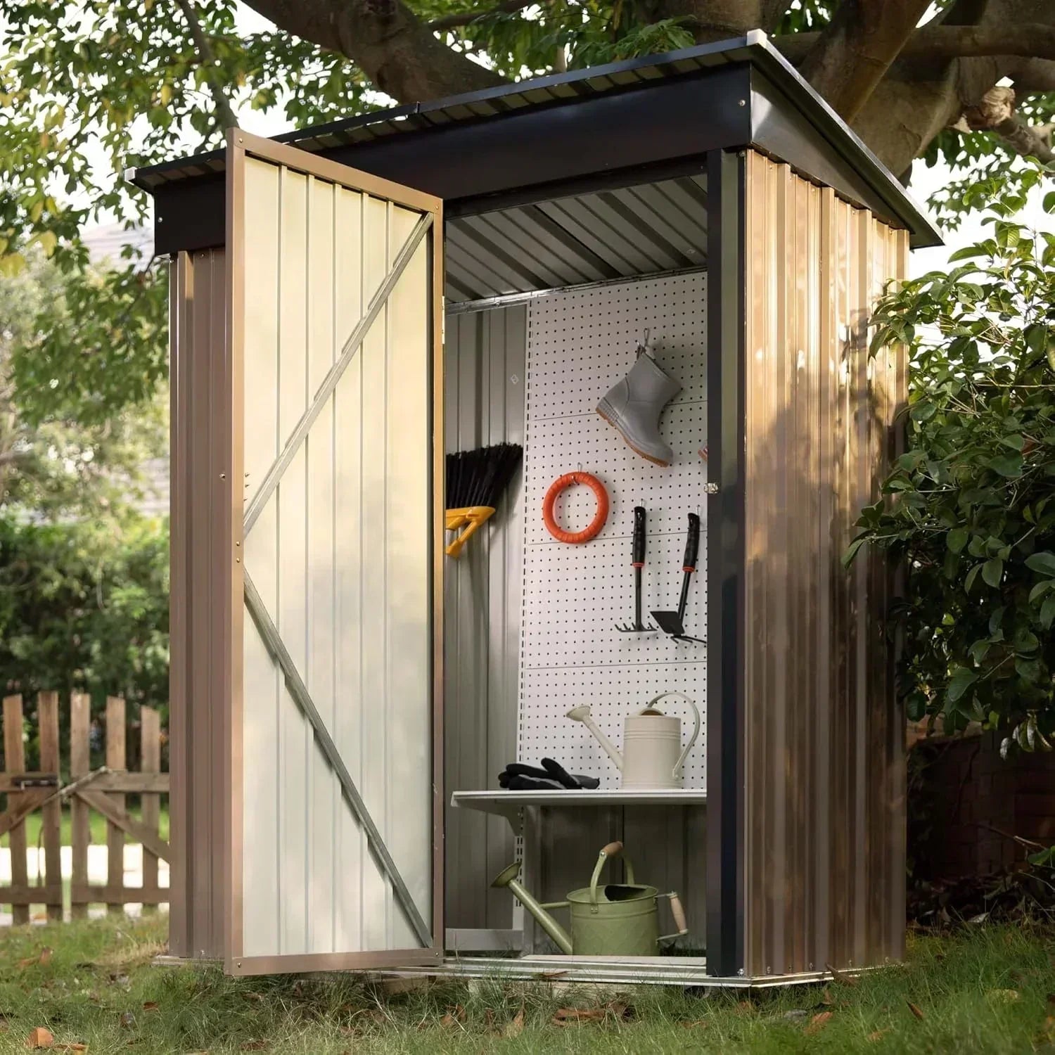 Devoko Outdoor Storage Shed Lockable Metal Garden Shed Steel Anti-Corrosion Storage House wourant