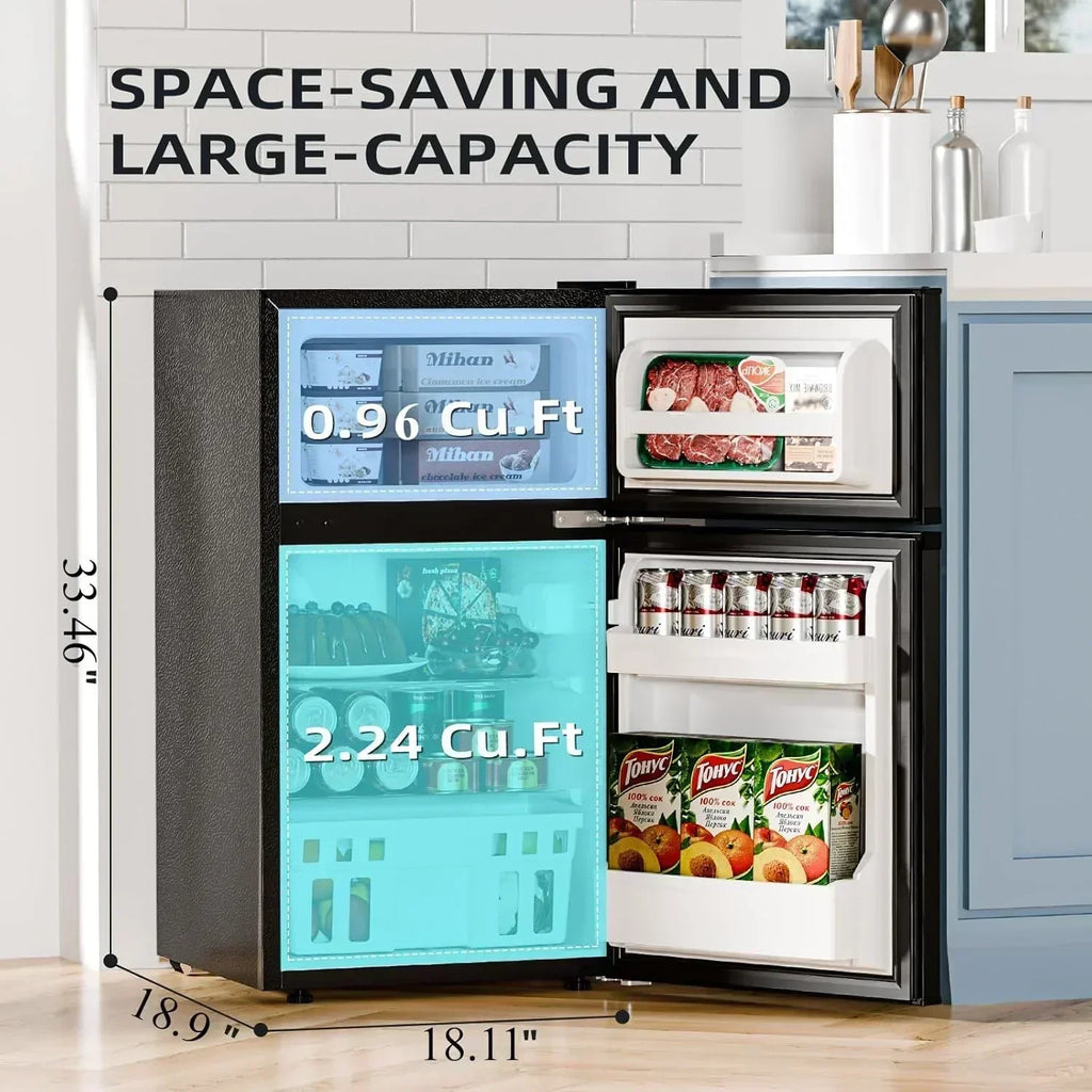Antarctic Star 3.2 Cu.Ft Mini Refrigerator with Freezer Double Door Fridge Compact Refrigerator wourant