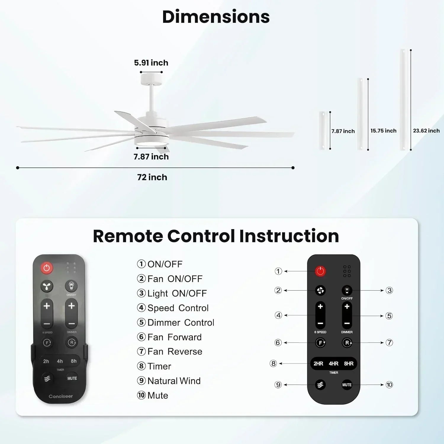 Modern ceiling fan 72 inch bedroom living room library cafe outdoor/industrial wourant