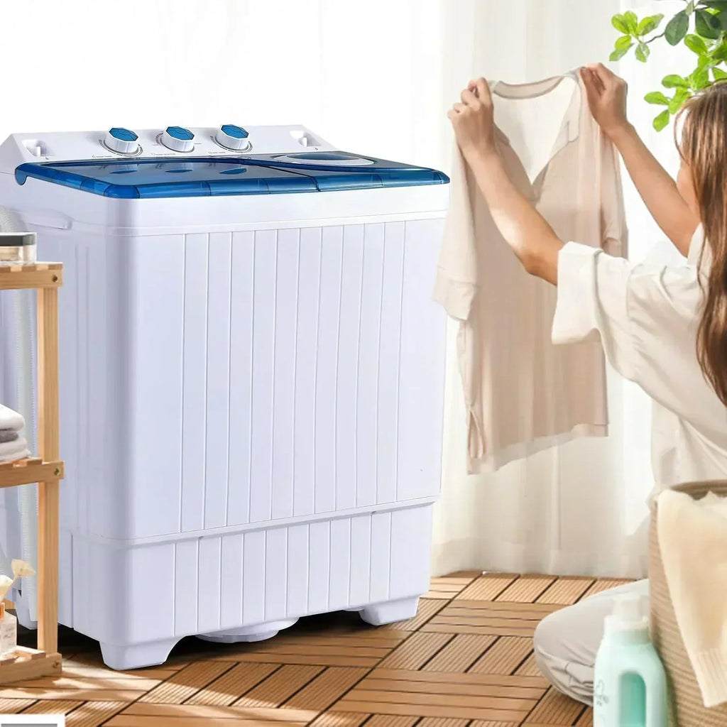 COSTWAY Double Tub 26 lb Capacity Laundry 18 lb 8 lb Spin Combo Drain Pump Washing Machine wourant