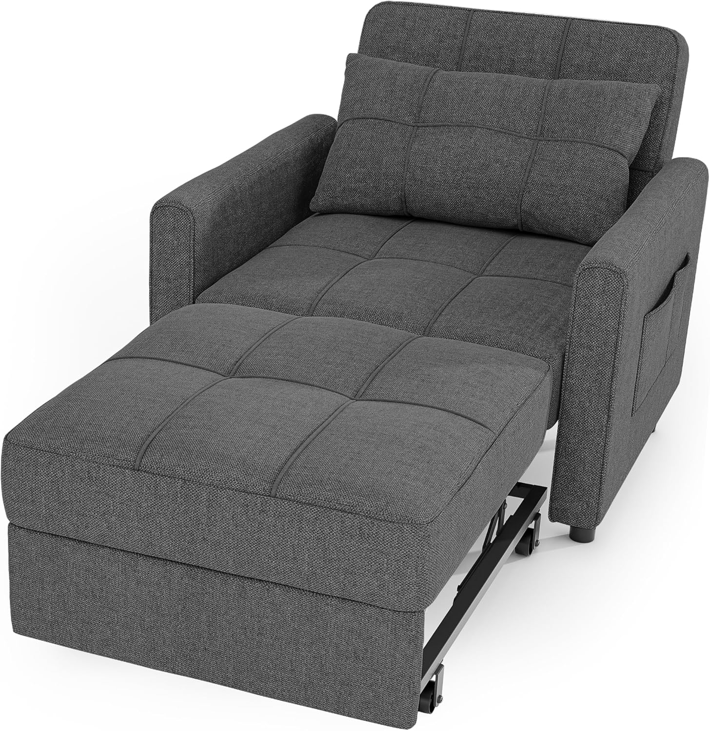 Sofa Bed Chair 3 in 1 Convertible Pullout Single Sleeper Chair Bed Spacious Multifunctional Sofa wourant