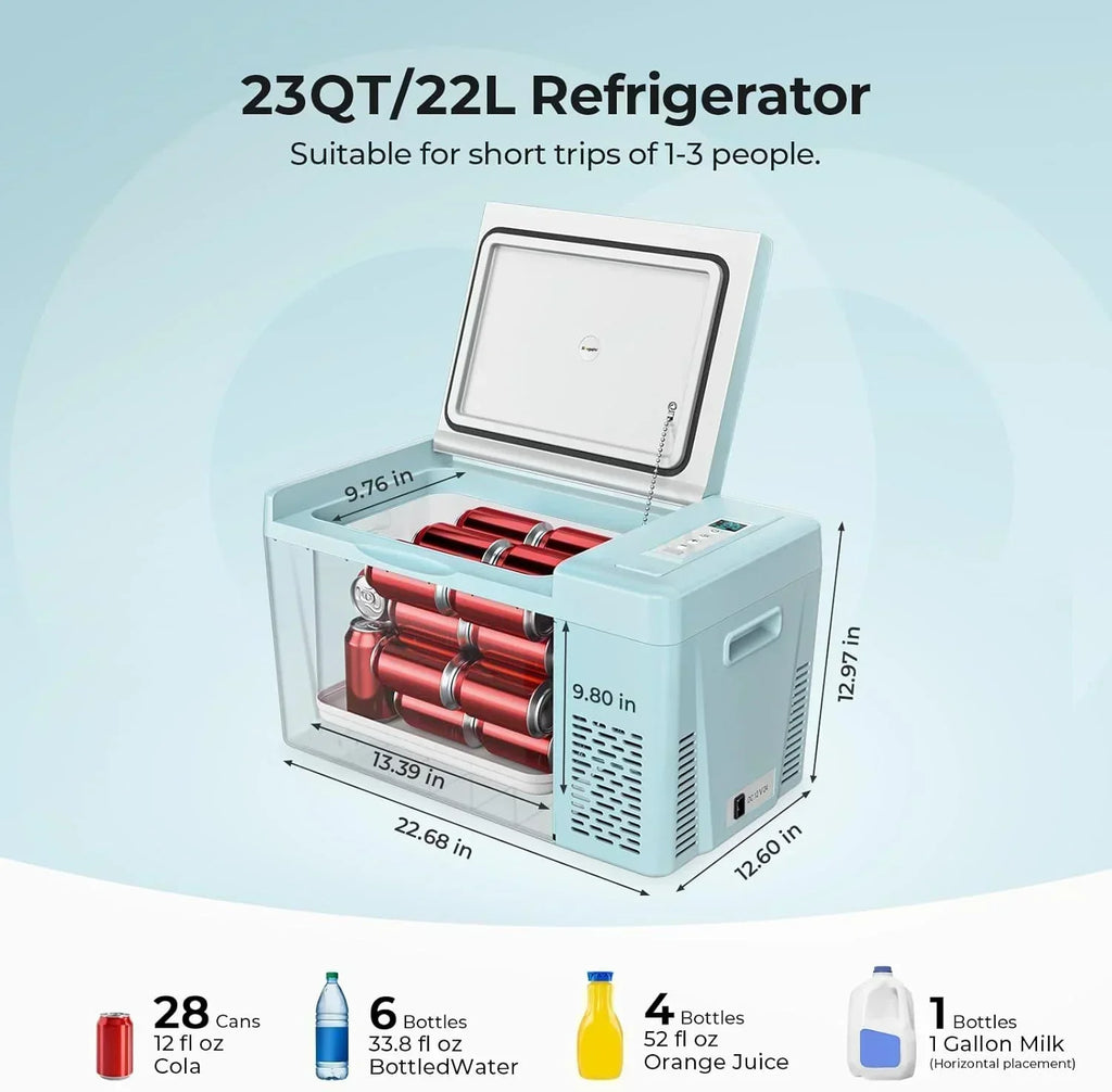 BougeRV 12 Volt Refrigerator 12V Car Fridge 23 Quart Portable Freezer Compressor Cooler wourant