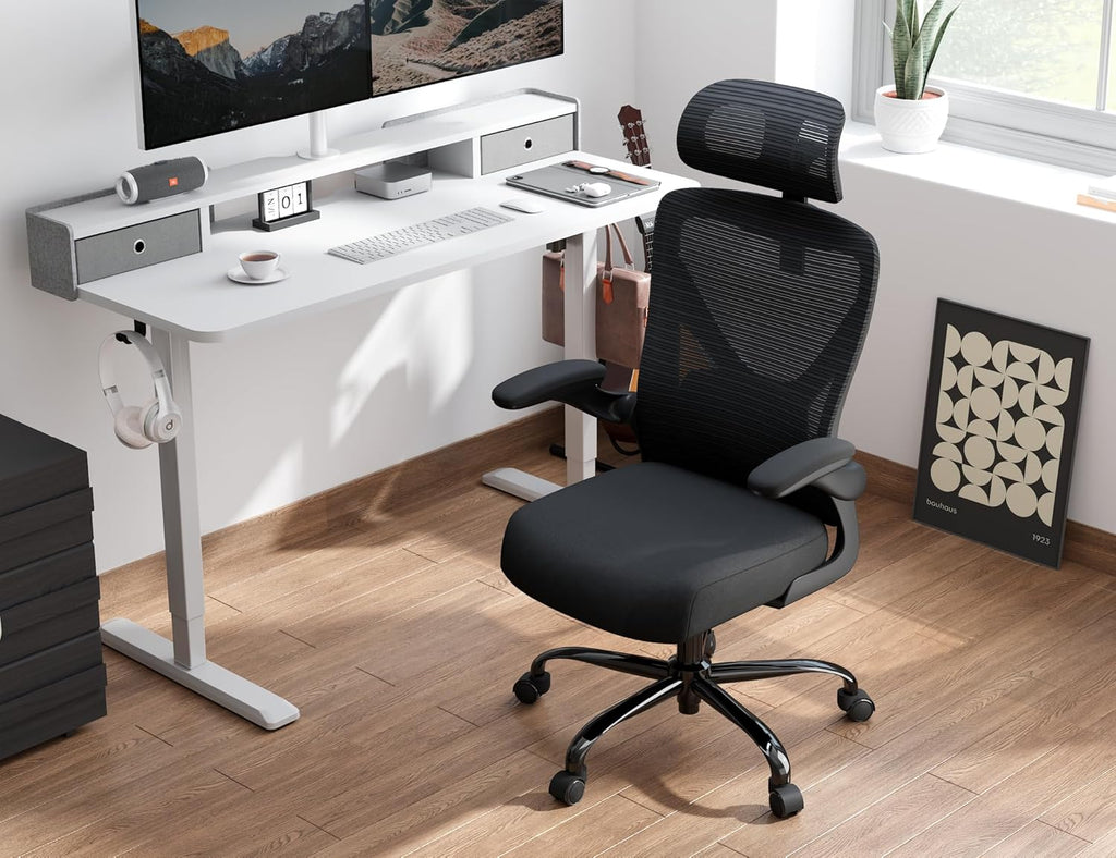 Office computer desk and chair gaming chair with lumbar support and headrest wourant