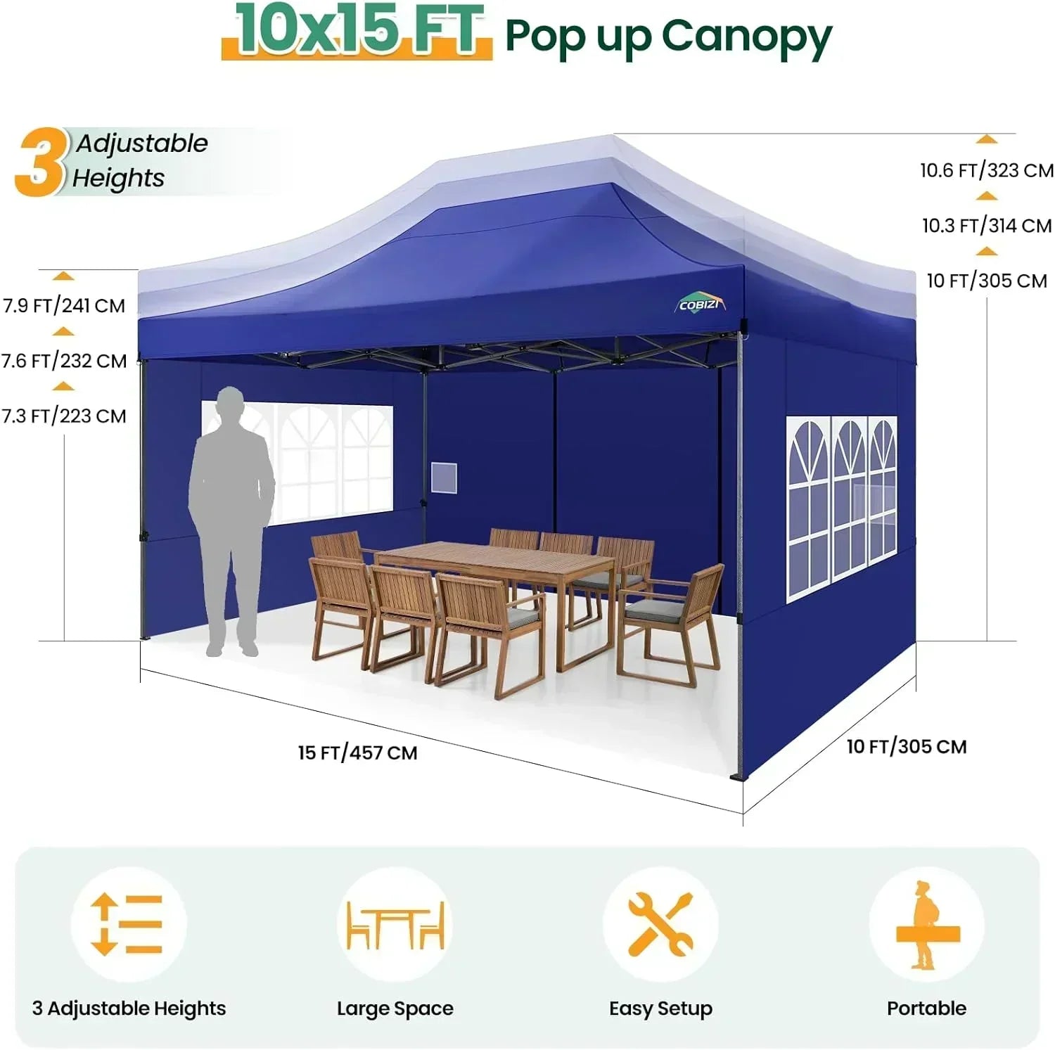COBIZI 10x20 Heavy Duty Pop up Canopy Tent 6 sidewalls Commercial Canopy Wedding Party Tents wourant