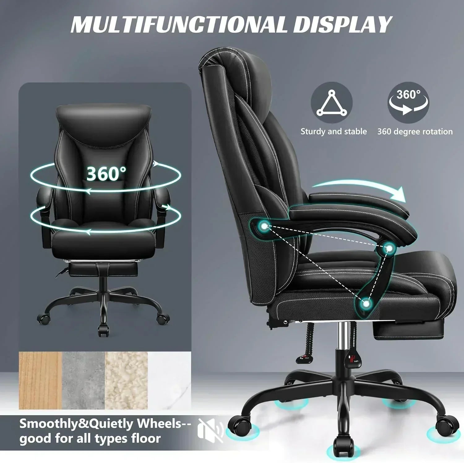 Office Chair Large High-Foot Computer Desk Chair Chair Lumbar Support Rotating Computer Chair wourant
