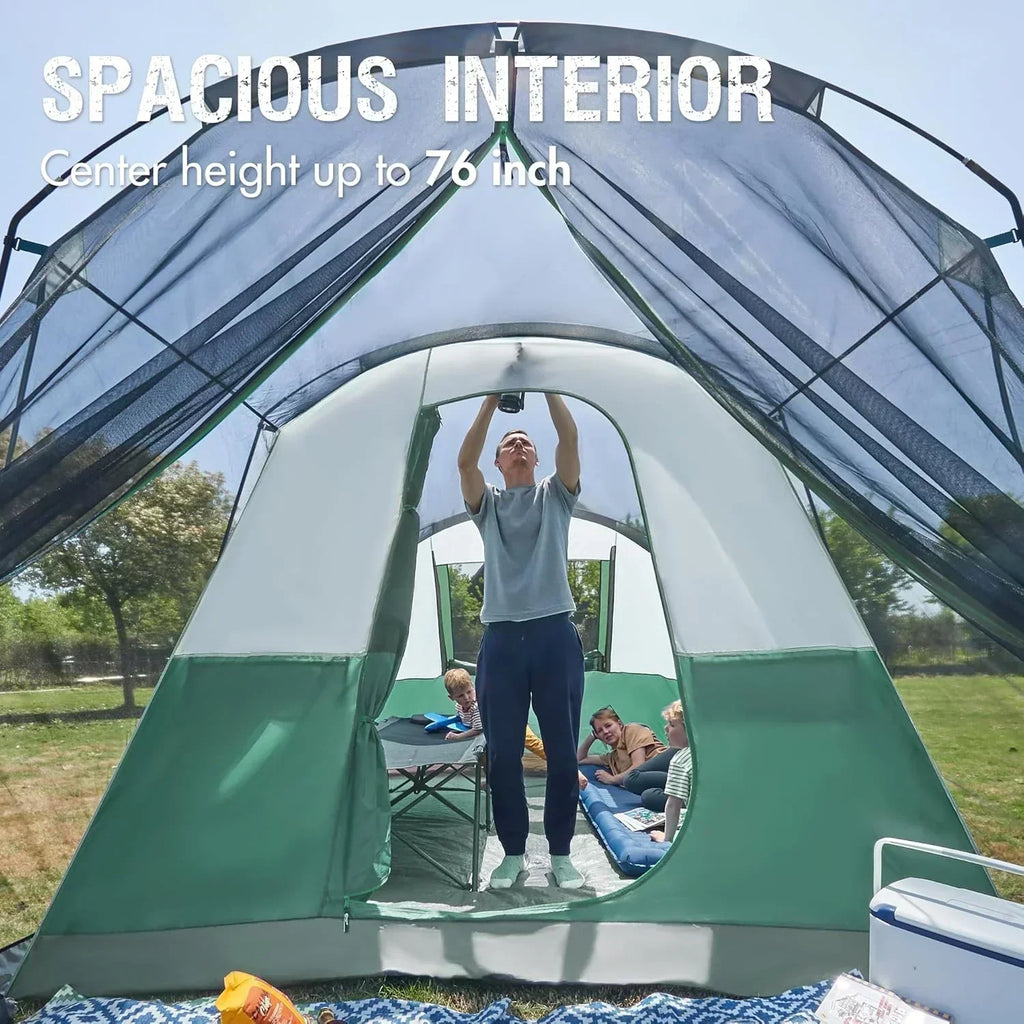 PORTAL 6/8/10 Person Family Camping Tent with Screen Room Water Resistant Big Tunnel Tent wourant