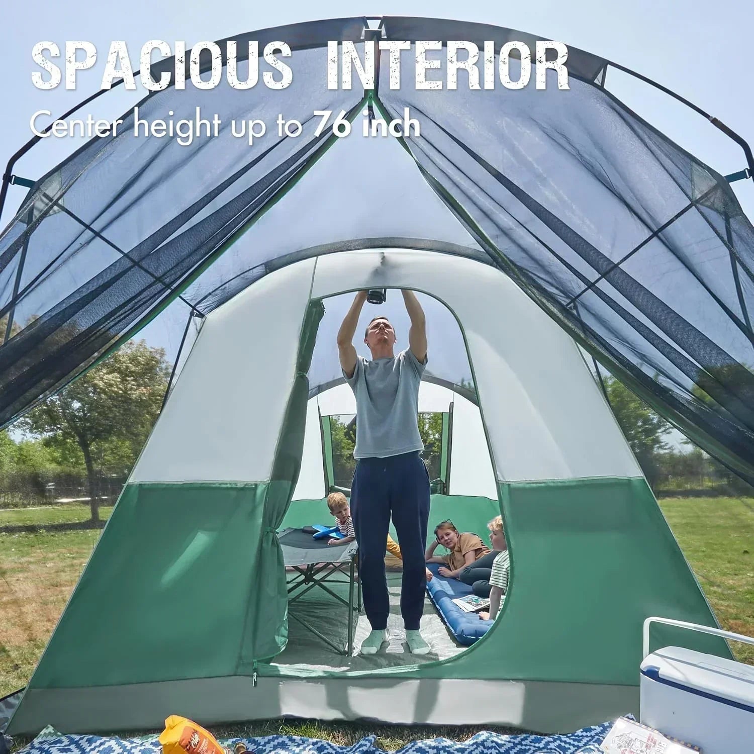 PORTAL 6/8/10 Person Family Camping Tent with Screen Room Water Resistant Big Tunnel Tent wourant