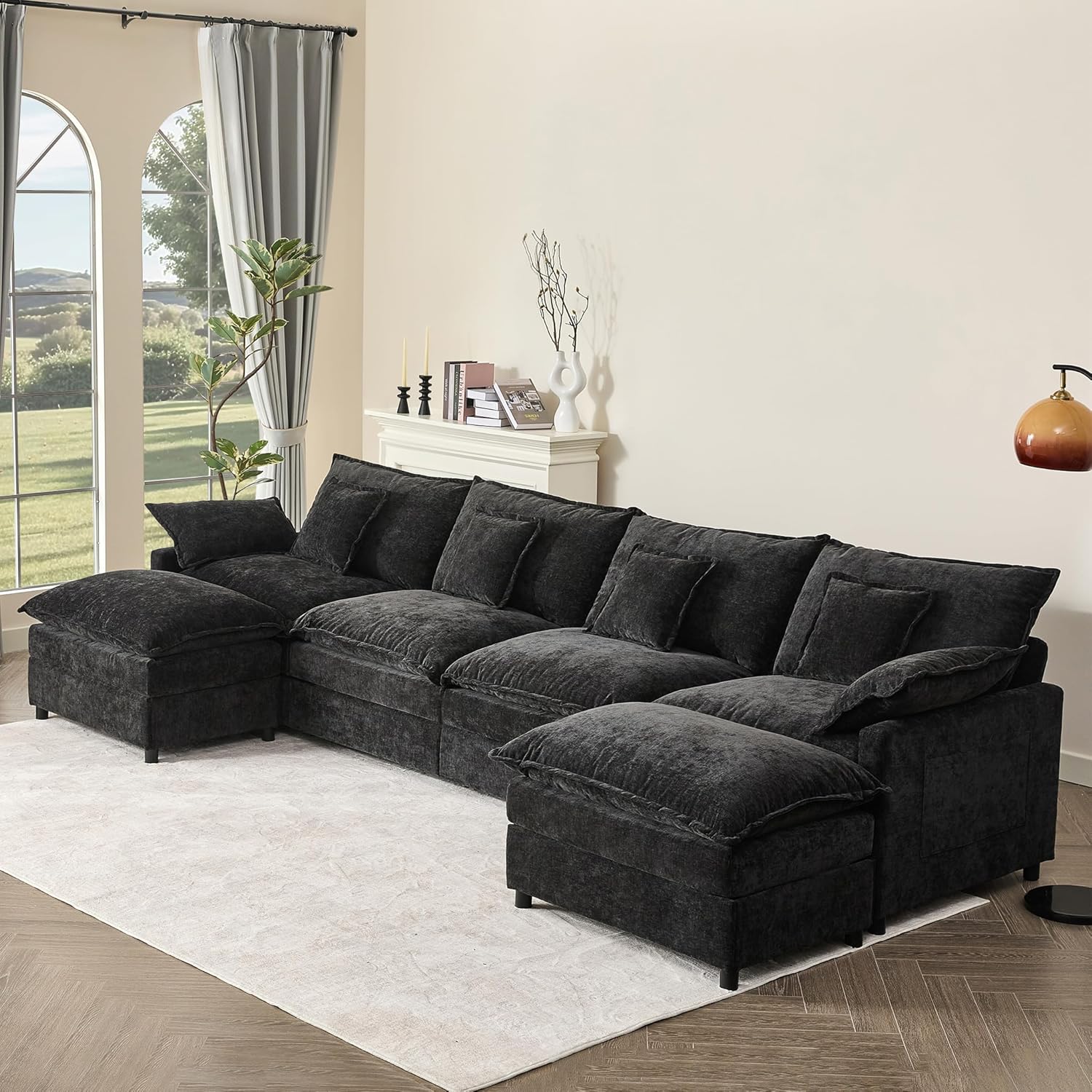 108 Inch U Shape Sofa Sectional Sofa Comfortable Cloud Sofa Living Room Deep Seat Sofa wourant